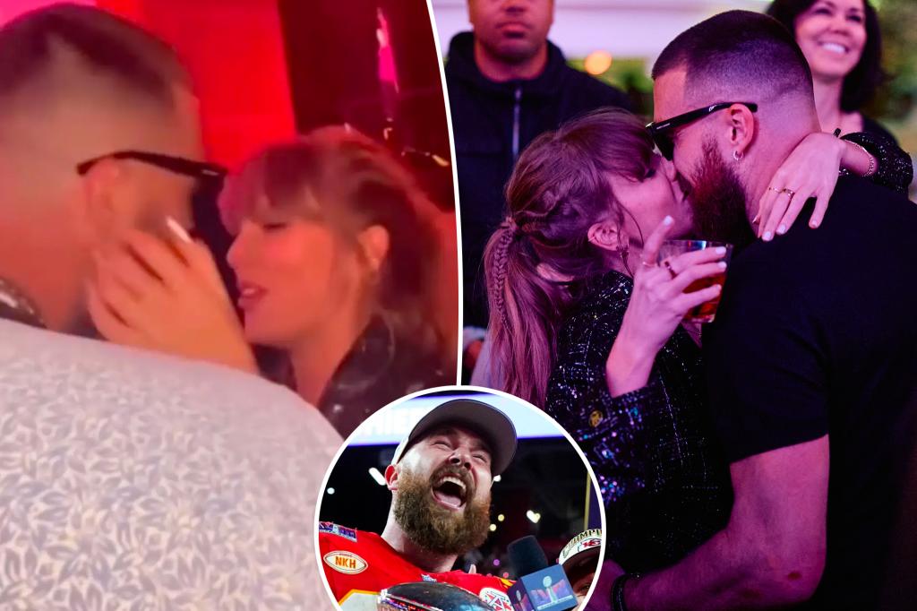 Taylor Swift kisses, dances with Travis Kelce at Super Bowl 2024 afterparty
