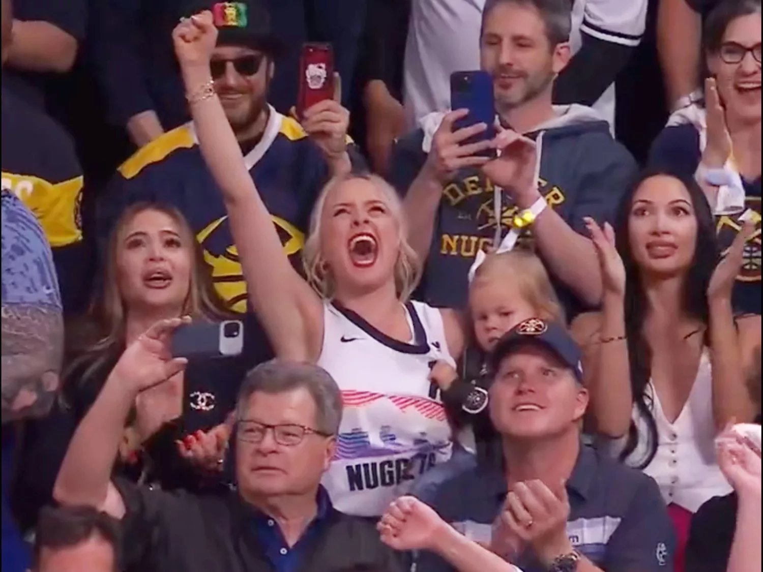 Nikola Jokic's wife celebrates the Denver Nugget's win