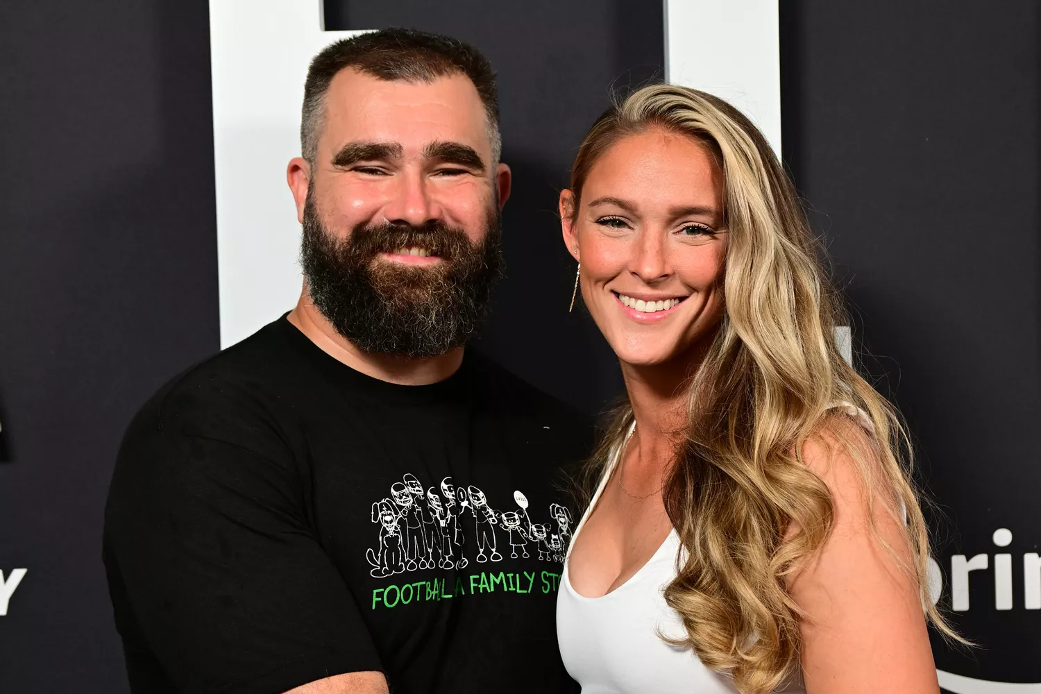 Jason Kelce and Kylie Kelce attend Thursday Night Football Presents The World Premiere of "Kelce" on September 08, 2023 in Philadelphia, Pennsylvania