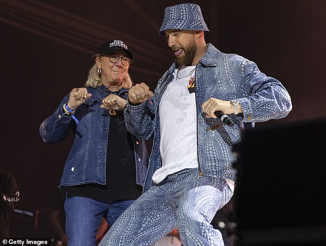 His mom Donna also couldn't resist getting involved in the festivities at last year's festival