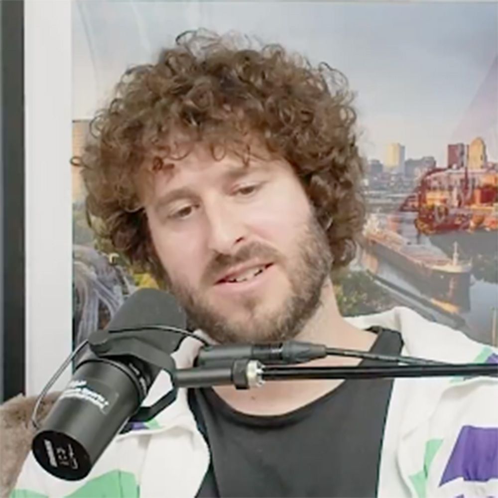 Lil Dicky as a guest on the "New Heights" podcast with Jason and Travis Kelce. 