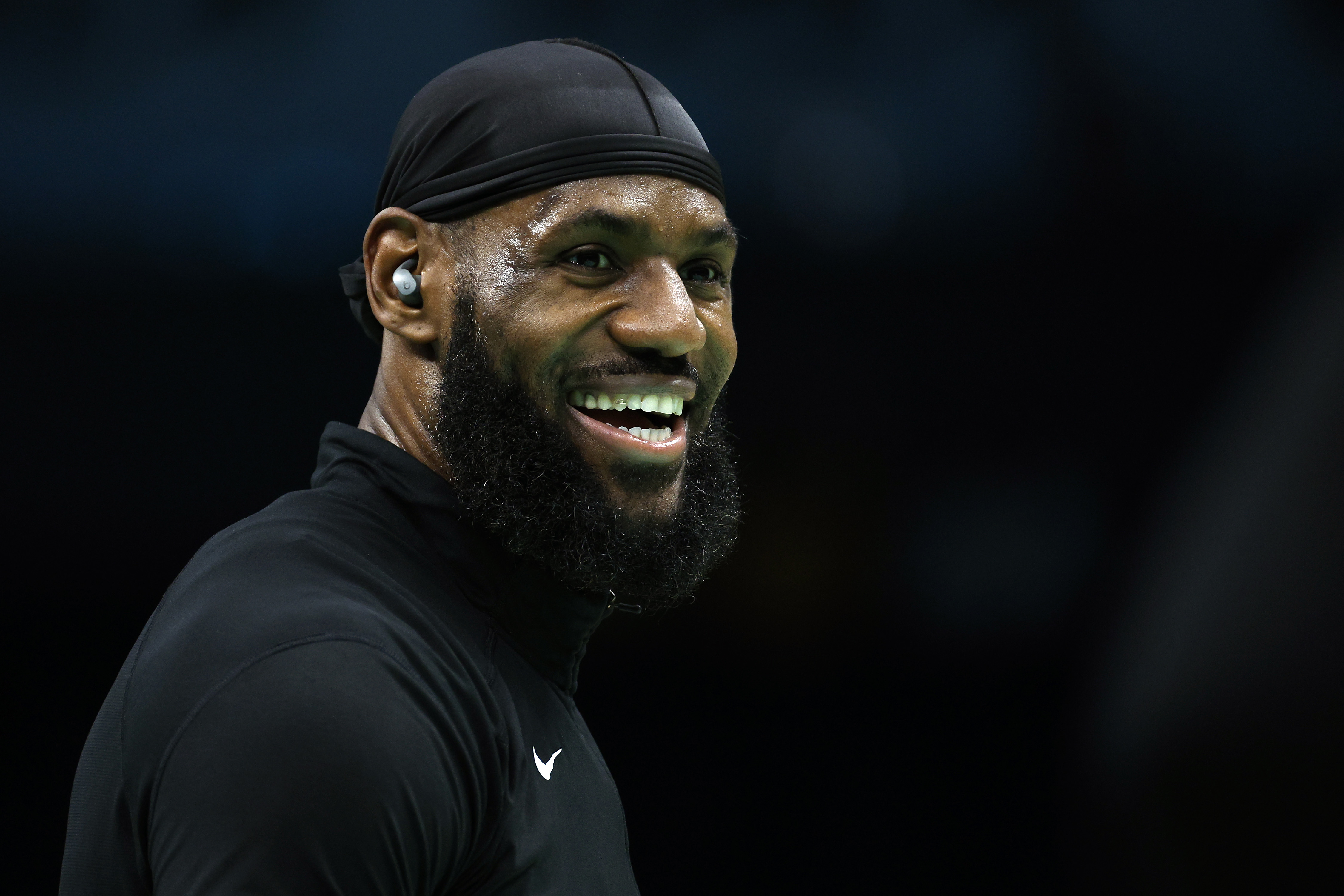 Lebron James warming up before a game against the Charlotte Hornets