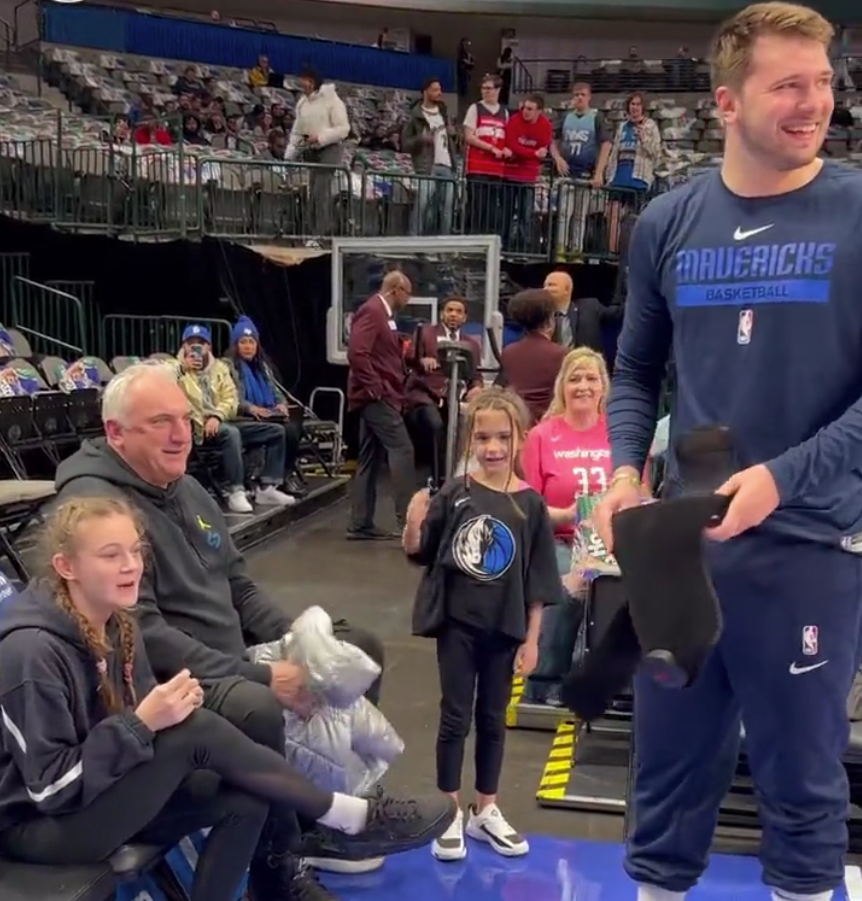 Doncic was joined by his father, half-sister, and cousin