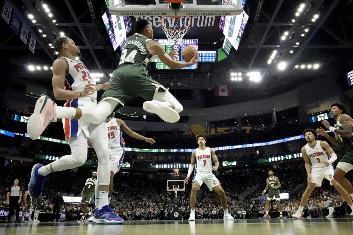 Bucks send Pistons to 23rd consecutive loss with 146-114 victory - The San  Diego Union-Tribune