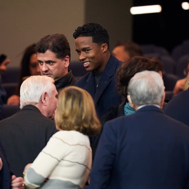 Endrick at the Bernabéu with Real Madrid's Juni Calafat who signed him.  “It's a child-dream to be at this stadium, we will have big history  together in 6 months”. “I was at