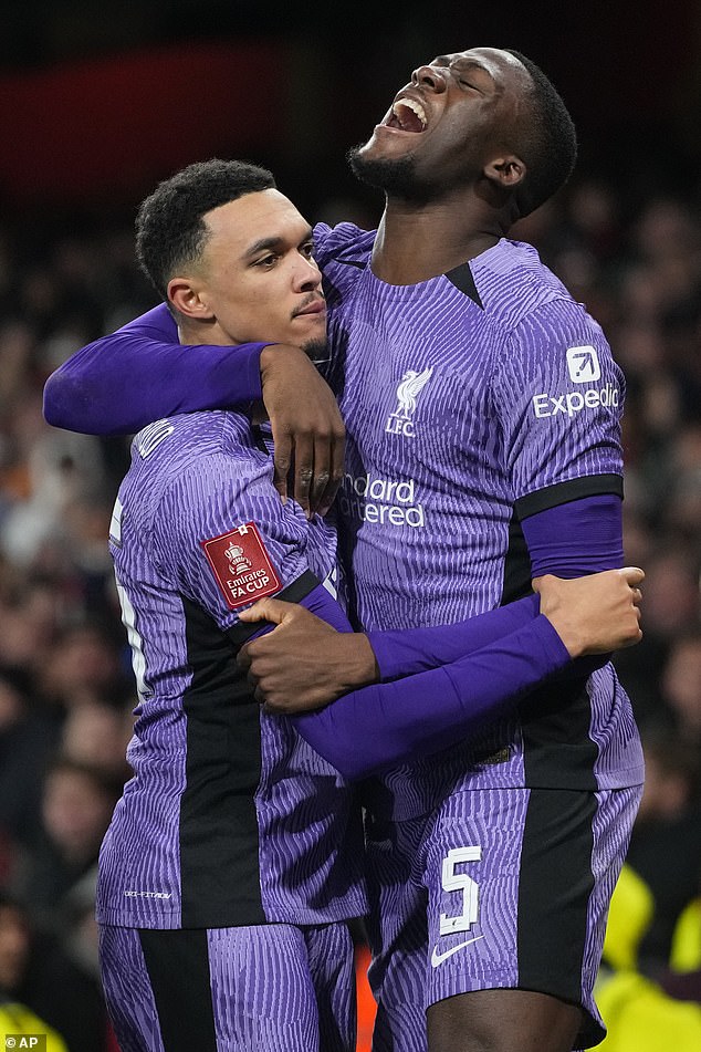 Ibrahima Konate relishing challenge of chasing four trophies after  Liverpool defender impressed in FA Cup victory over Arsenal | Daily Mail  Online