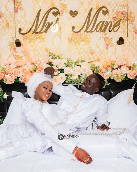 Sadio Mane and his newly wedded wife Aisha Tamba