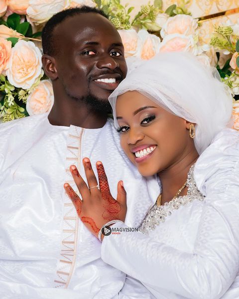 Sadio Mane and his newly wedded wife Aisha Tamba