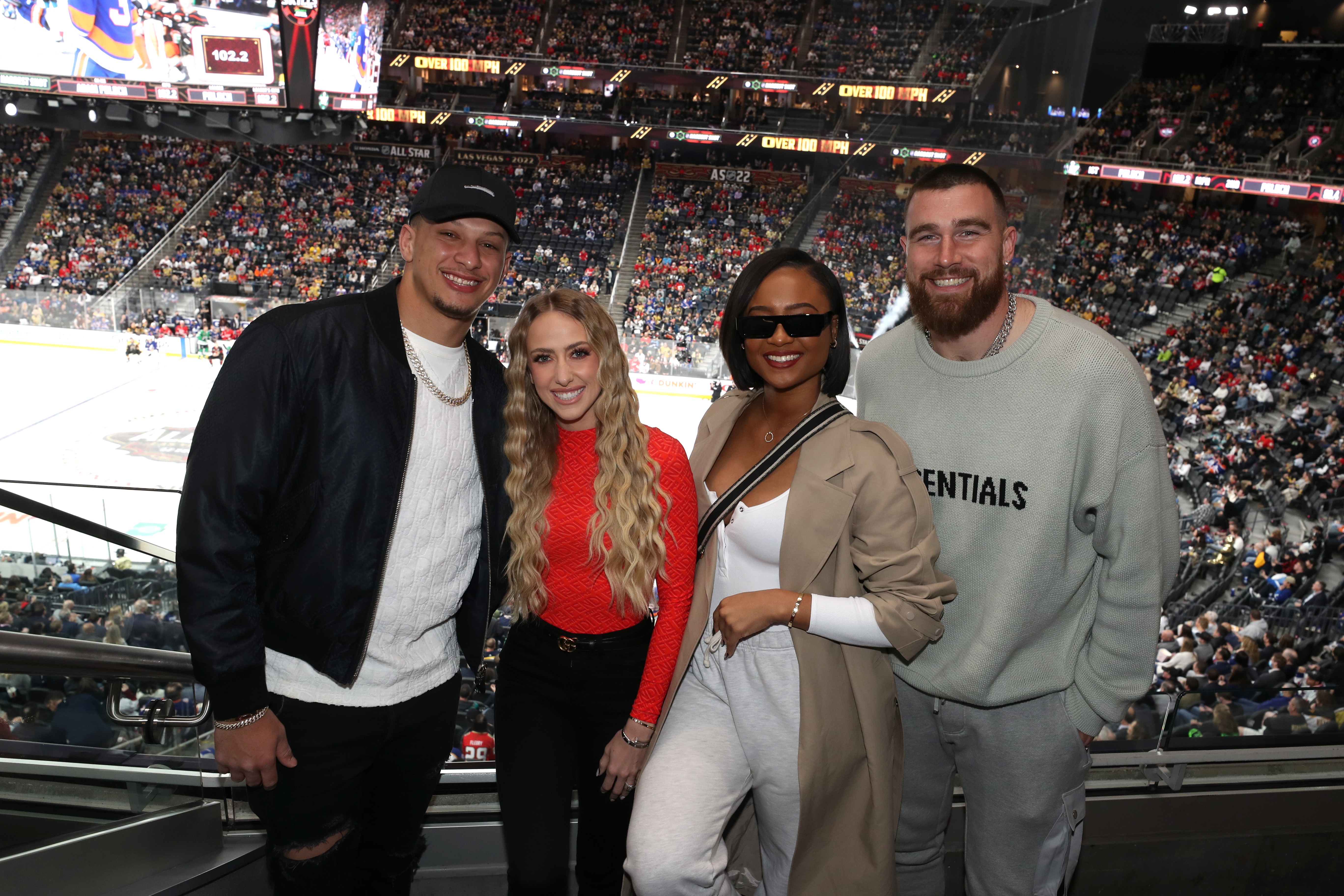 Patrick Mahomes, Brittany Matthews, Kayla Nicole and Travis Kelce