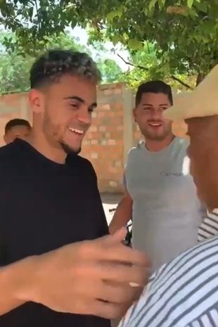 Luis Diaz greeted locals in his hometown of Barrancas