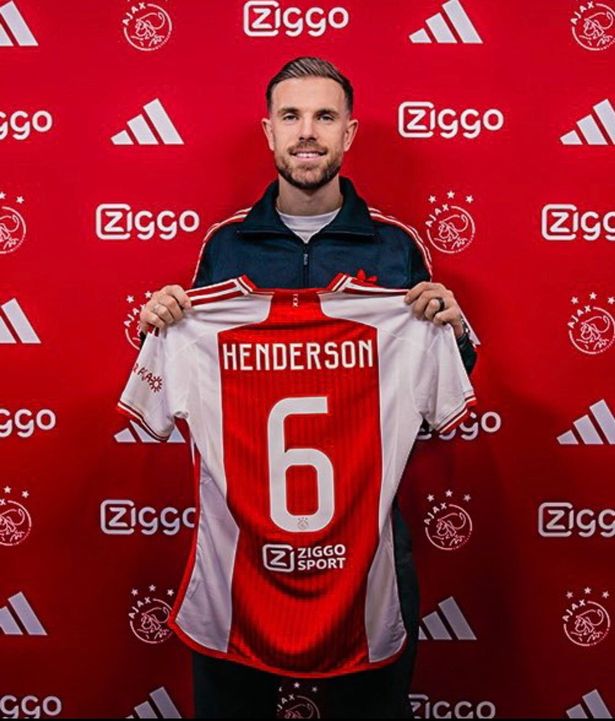 Jordan Henderson poses with his new Ajax top