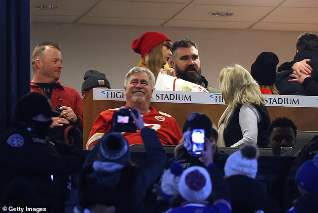 The songstress was pictured with Jason Kelce for the first time ahead of Chiefs vs. Bills