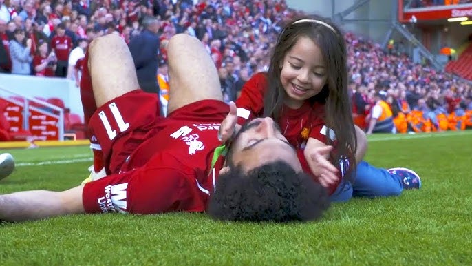 Mohamed Salah's daughter scoring at Anfield - YouTube
