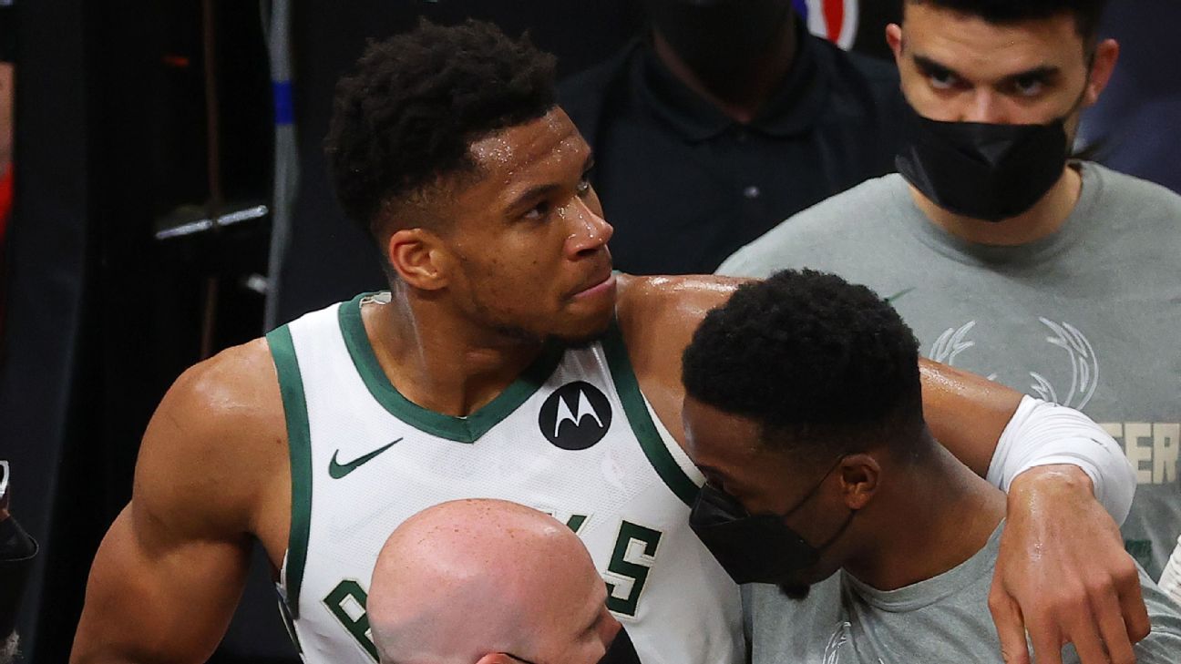 Giannis Antetokounmpo of Milwaukee Bucks draws doubtful tag for Game 1 of  NBA Finals vs. Phoenix Suns - ESPN