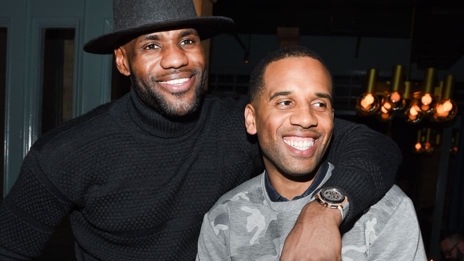 LeBron James and Maverick Carter attend the Beats in the Six and Drake Welcome Dinner at Fring's on February 11, 2016, in Toronto, Canada.