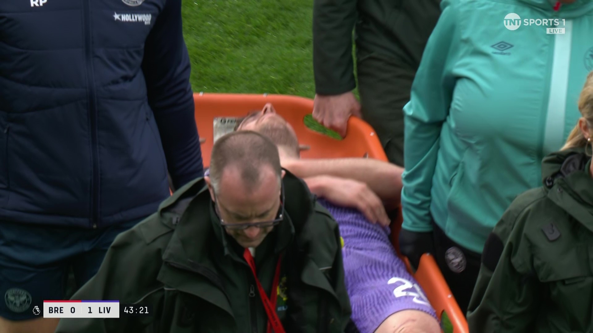 Diogo Jota was carried off on a stretcher