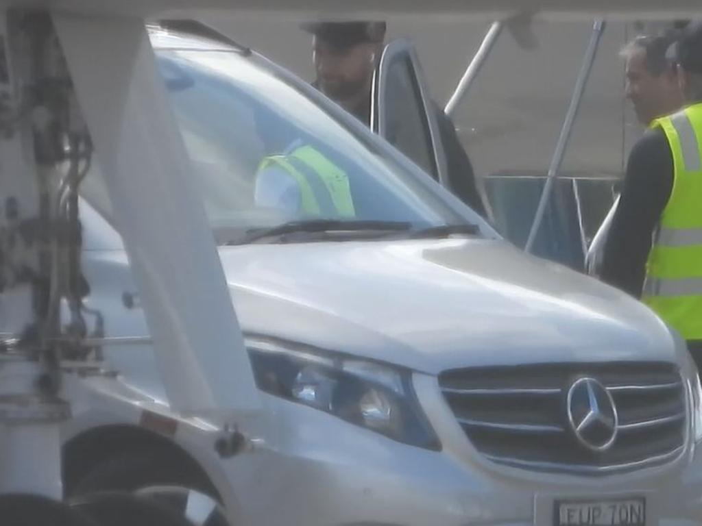 Travis Kelce arrived at Sydney Airport on Thursday morning. Picture: MEDIA MODE