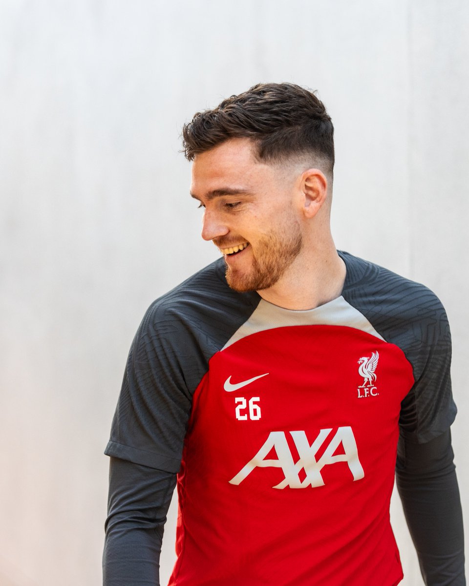 Andy Robertson smiling at the AXA Training Centre.