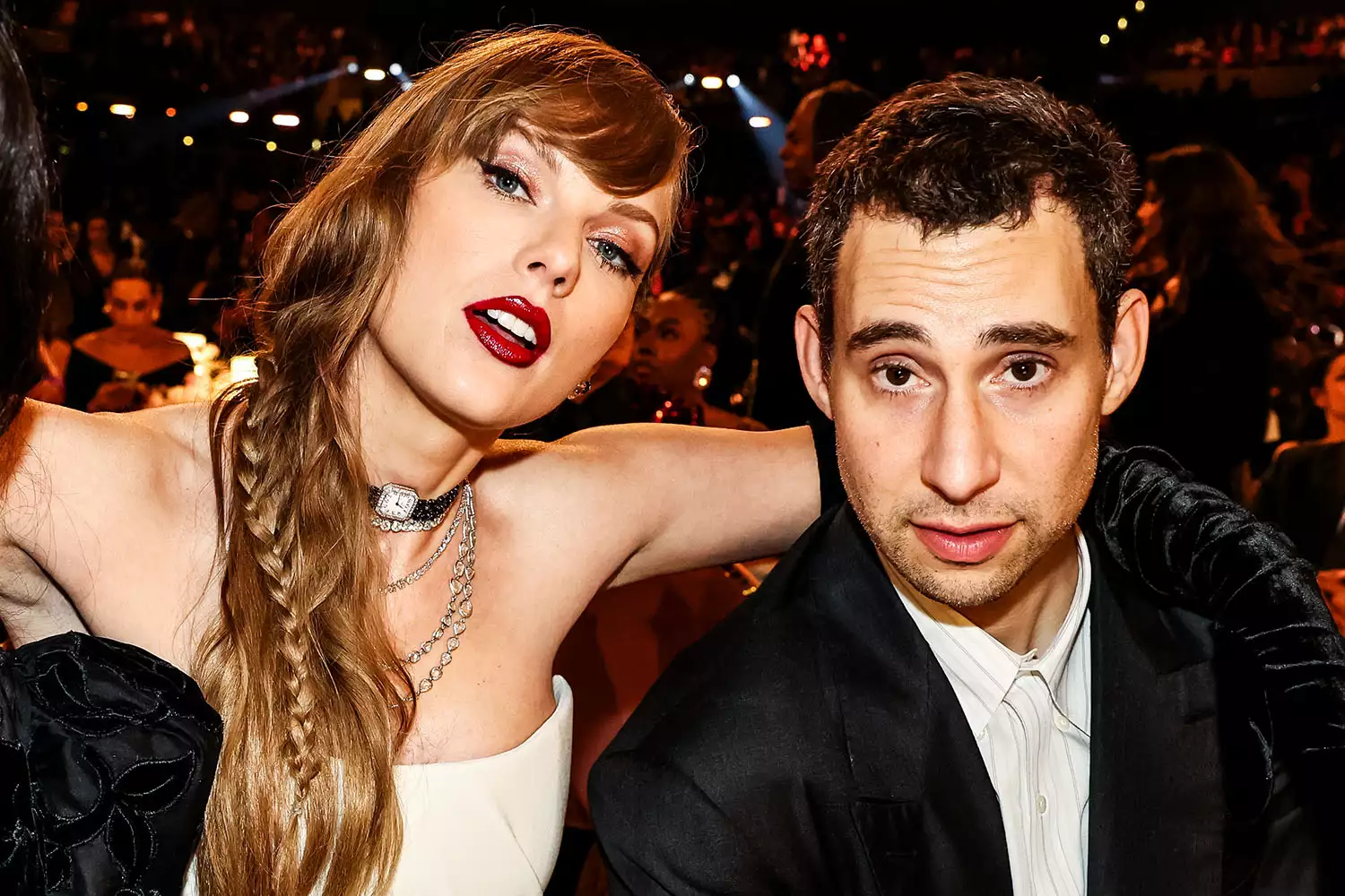 Jack Antonoff and Taylor Swift los angeles grammy awards 02 04 24