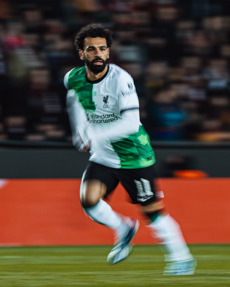 Mo Salah running during tonight's win in Prague.