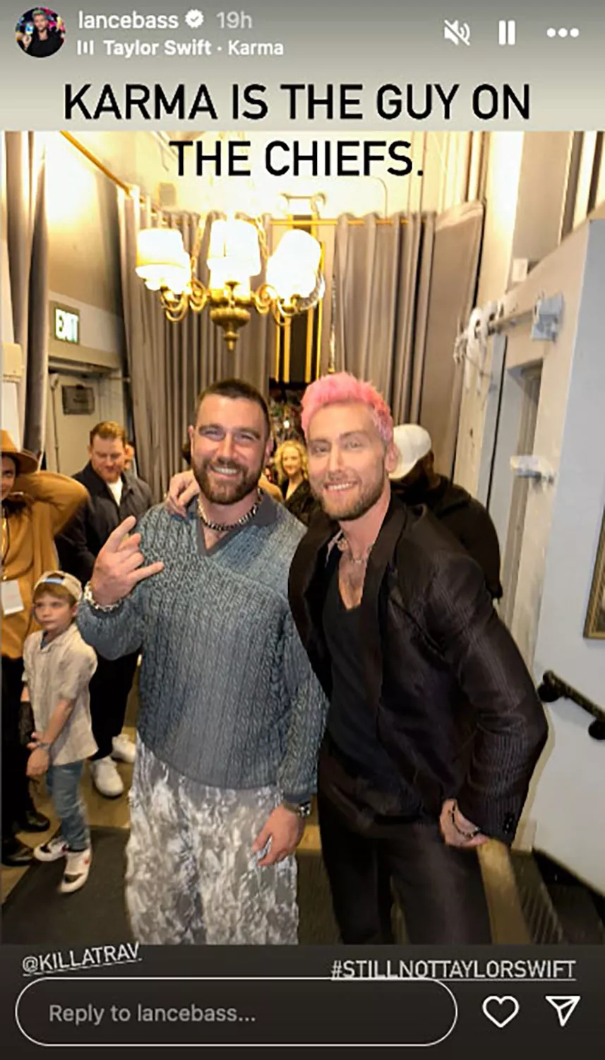 NSYNC's Lance Bass Poses With Travis Kelce at Justin Timberlake Concert, Jokes #StillNotTaylorSwift