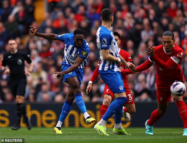 Danny Welbeck stunned the home fans with a fierce drive into the Liverpool top corner after only two minutes had been played