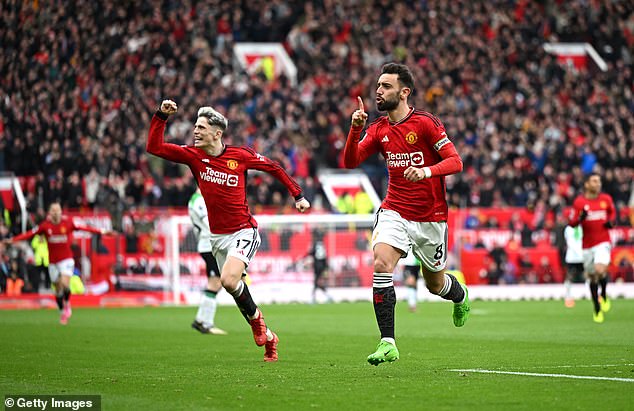 Bruno Fernandes (right) pounced on Quansah's error after he gave away the ball 50 yards out