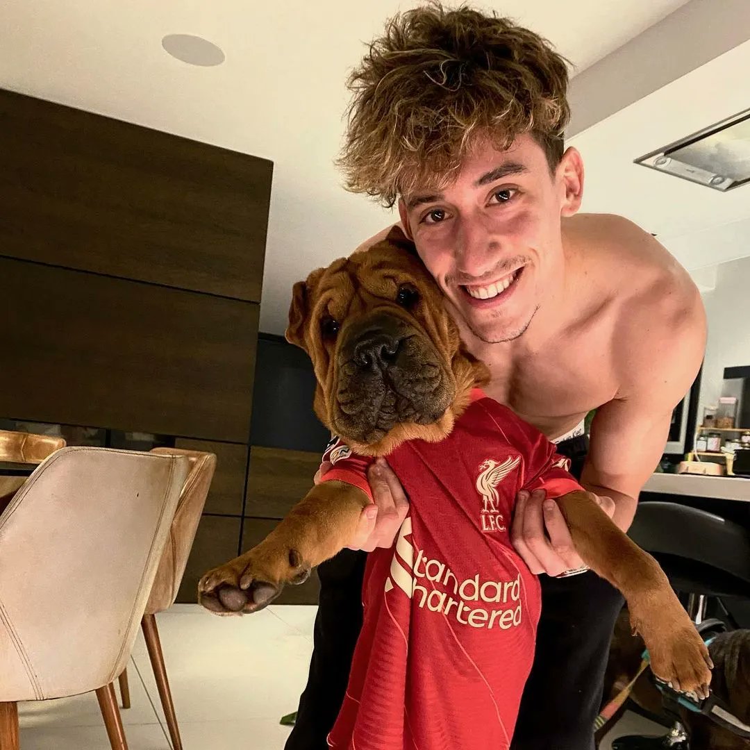 Footballers with animals on X: "Kostas Tsimikas with his Liverpool  supporting dog https://t.co/TXgxMV2ilr" / X