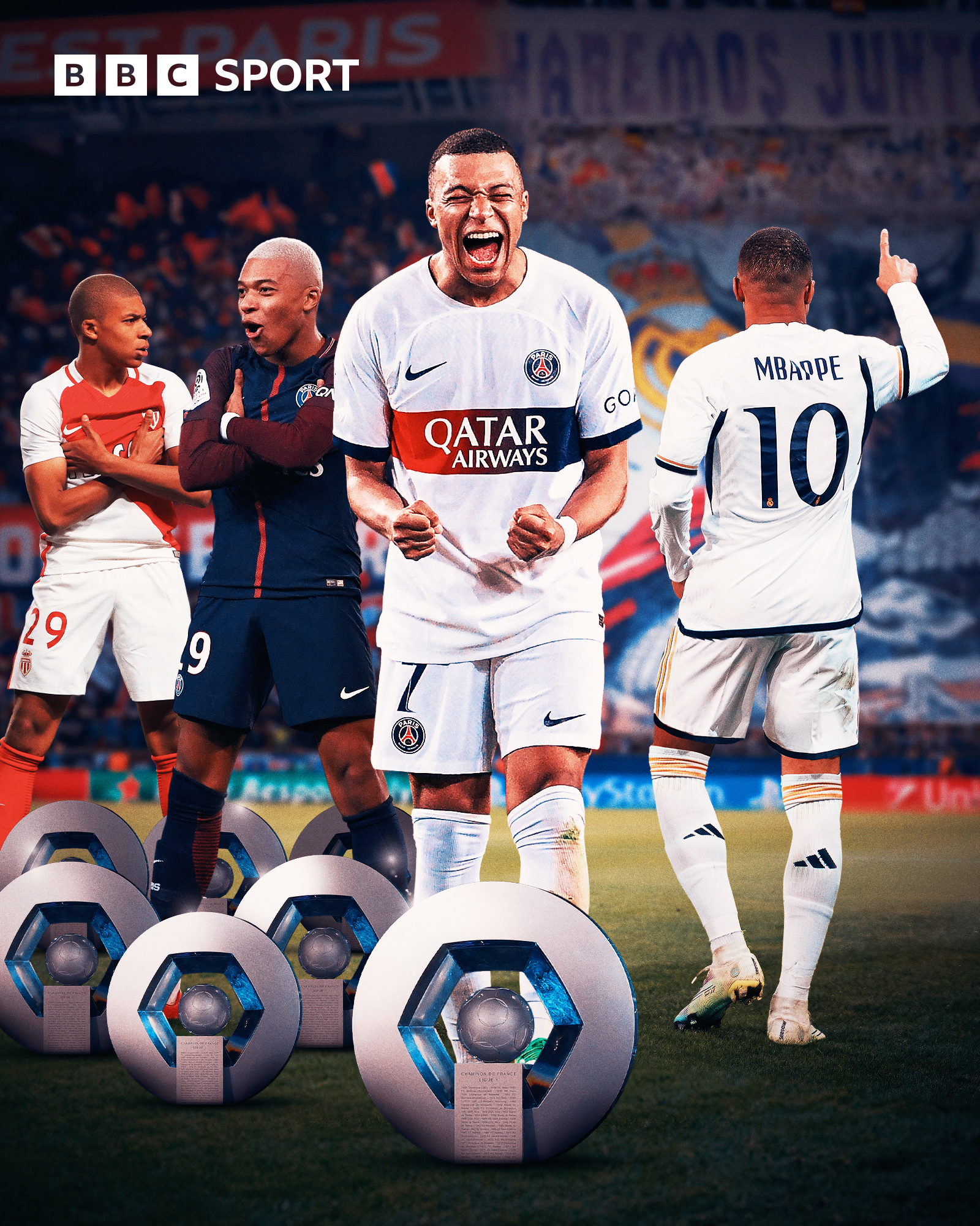 BBC Sport on X: "PSG have just won a record-extending 12th Ligue 1 title  and Kylian Mbappe has won his seventh  A fitting farewell to PSG before  he leaves for Real