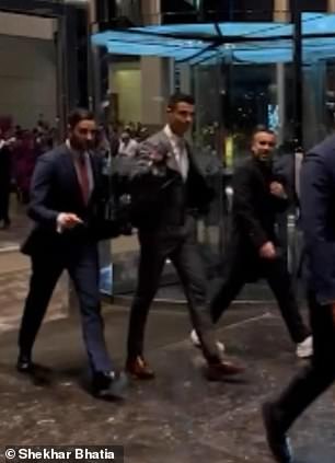 Ronaldo was filmed by MailOnline leaving the Four Seasons hotel on Sunday night