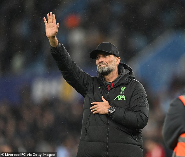 Klopp said goodbye to the travelling Liverpool fans following Monday's 3-3 draw at Aston Villa