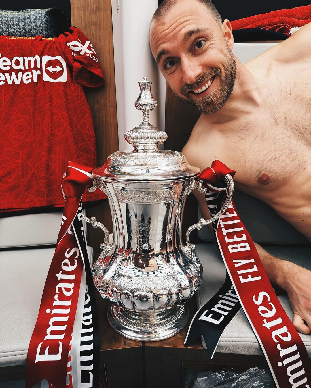 Christian Eriksen was all smiles as he posed with the trophy