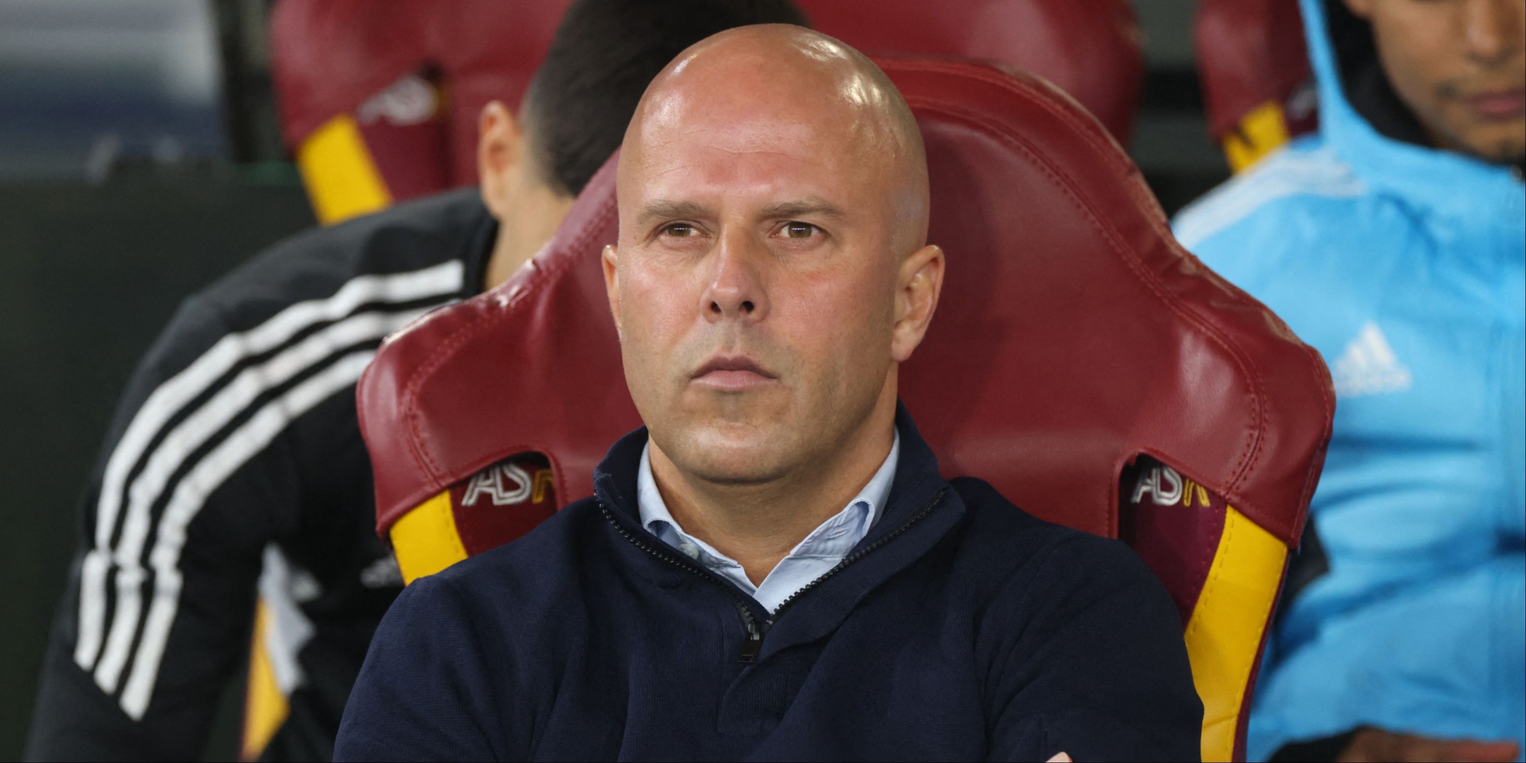 Feyenoord boss Arne Slot sitting in the dugout