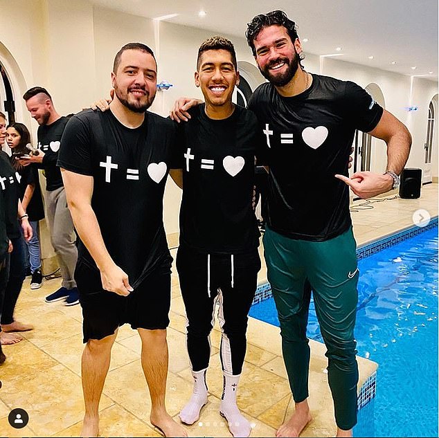 Firmino was also baptised in his swimming pool by former team-mate Alisson