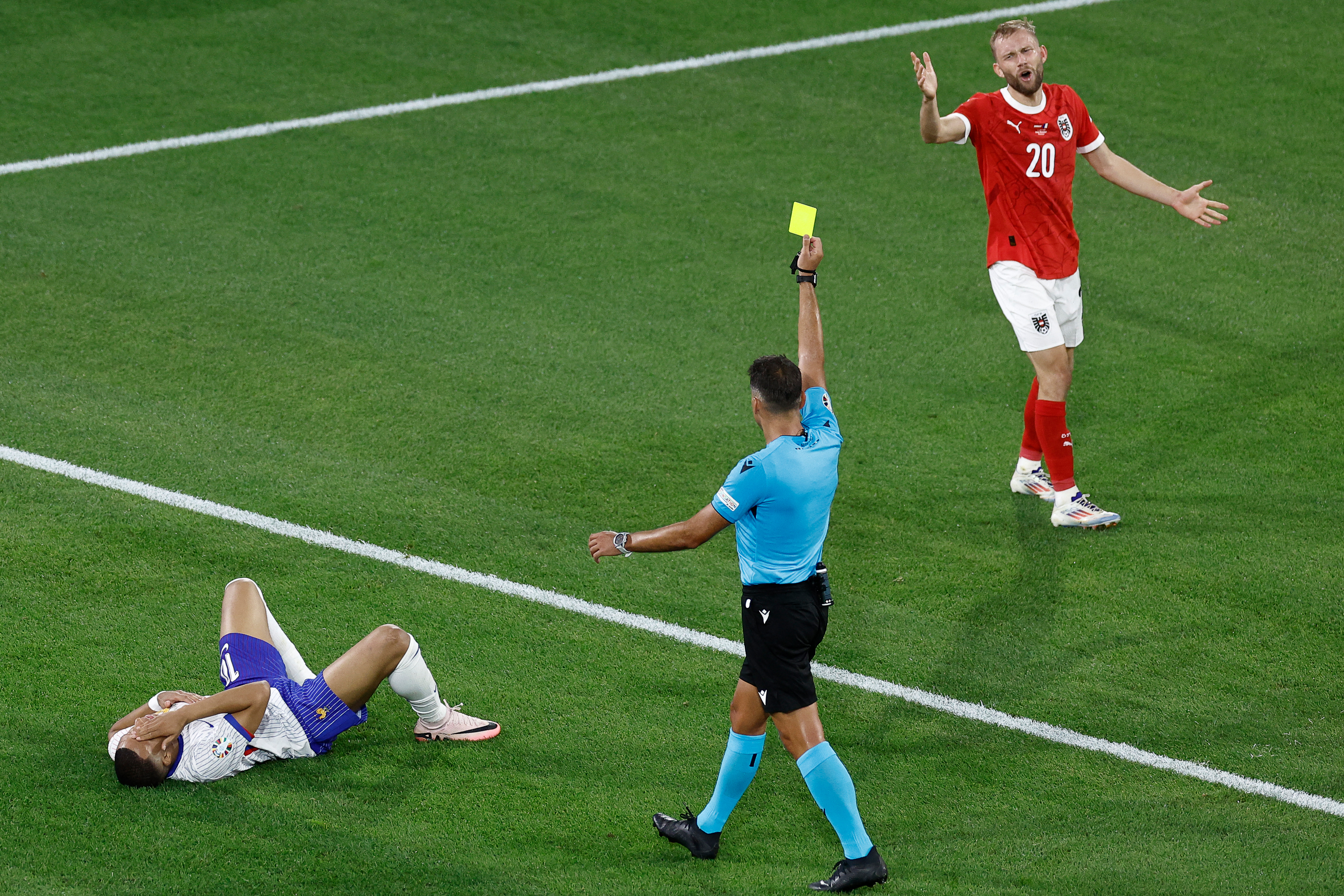 Mbappe was booked for re-entering the pitch without permission