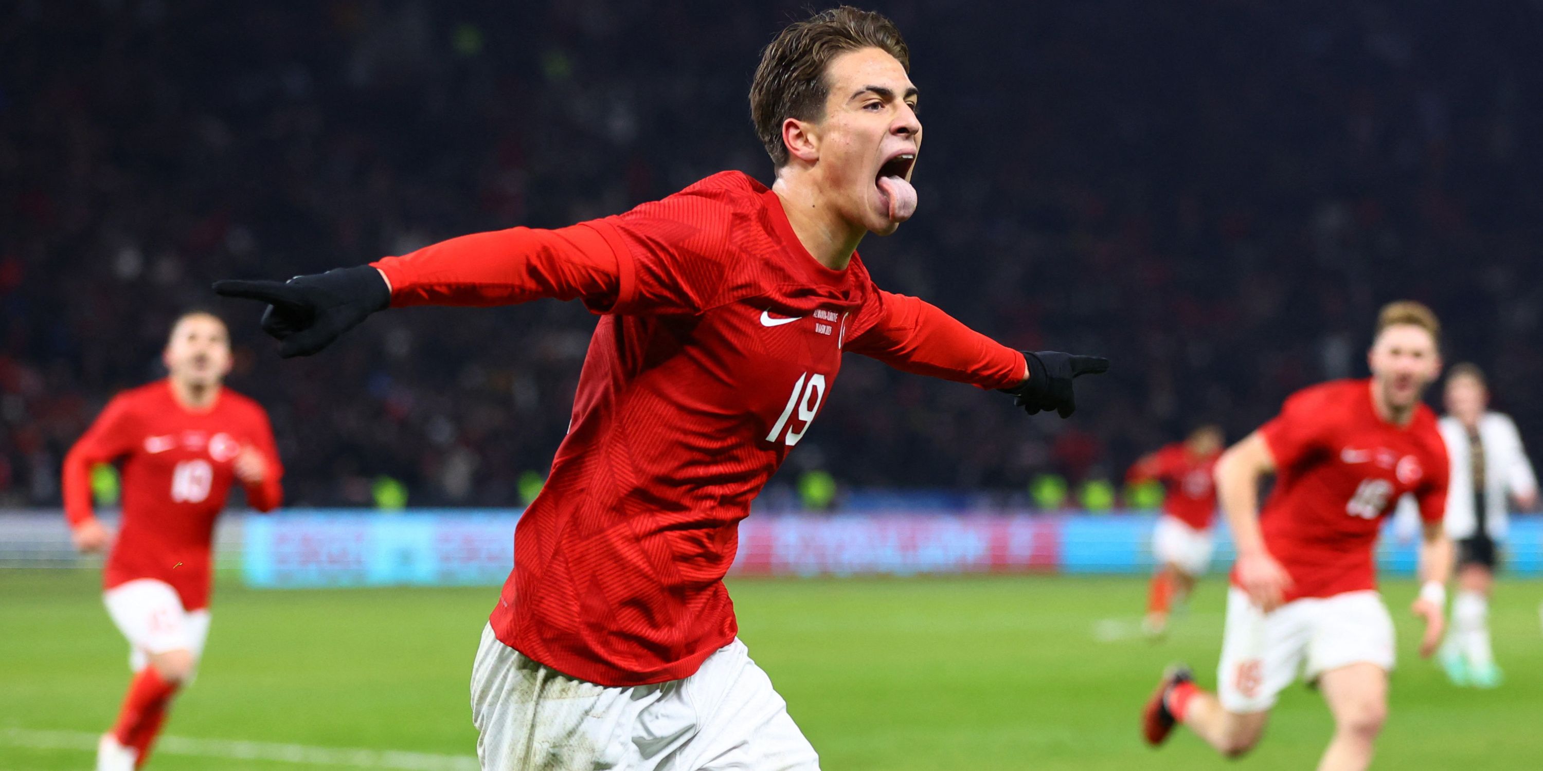 Juventus' Kenan Yildiz celebrates scoring for Turkey