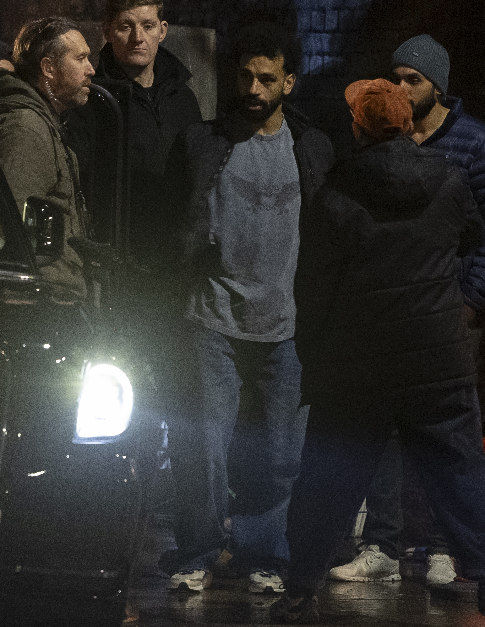 Salah sported a casual look for the filming
