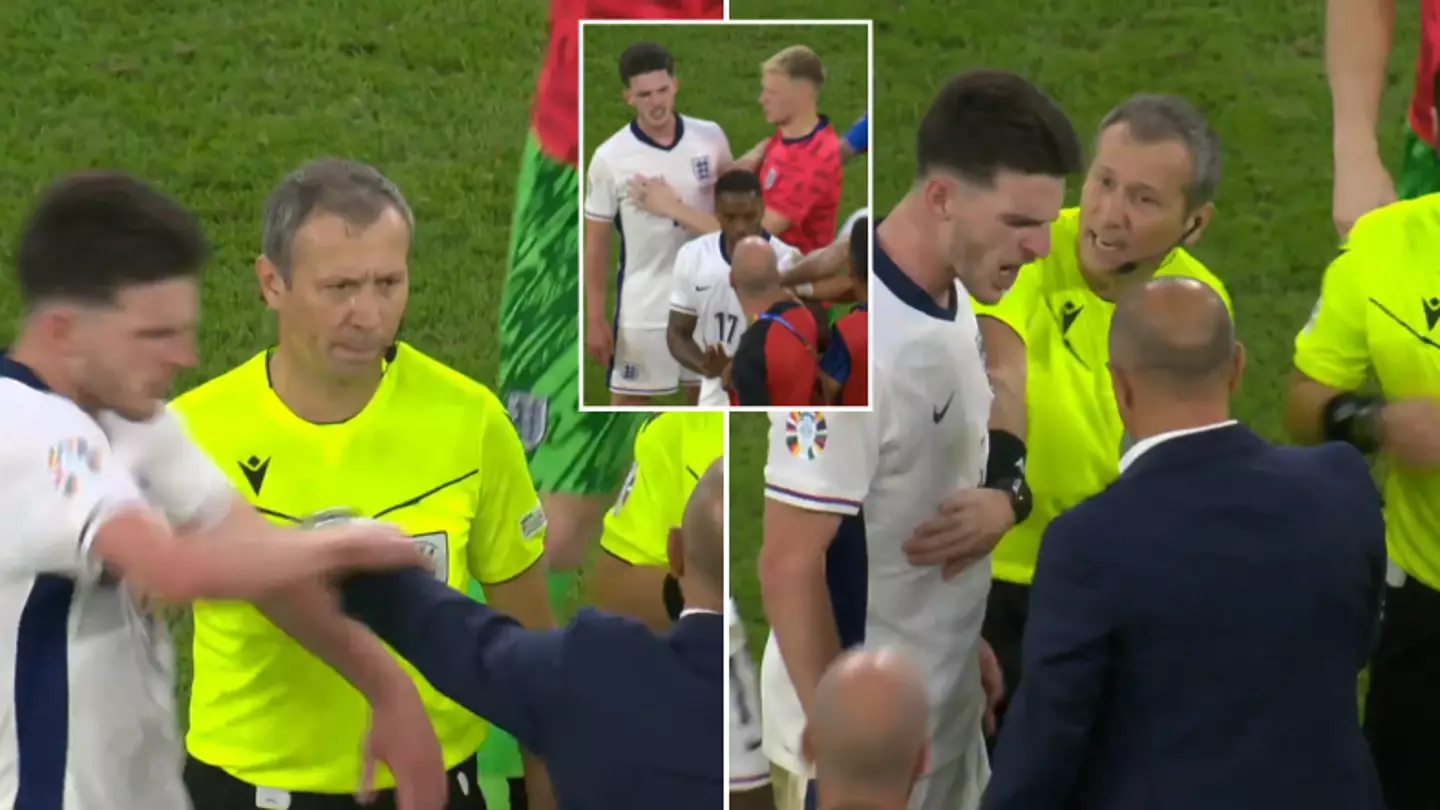 Declan Rice held back by teammates as he has altercation with Slovakia's manager after England win