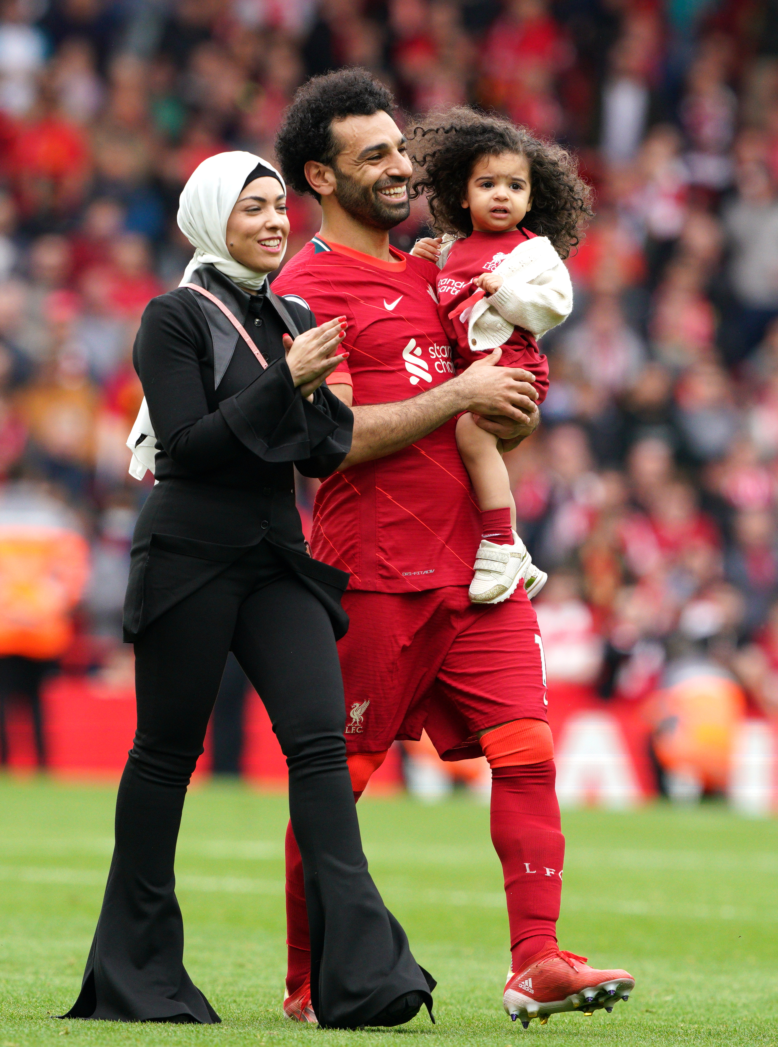 Mohamed Salah's daughters star on the pitch at Anfield - in pictures