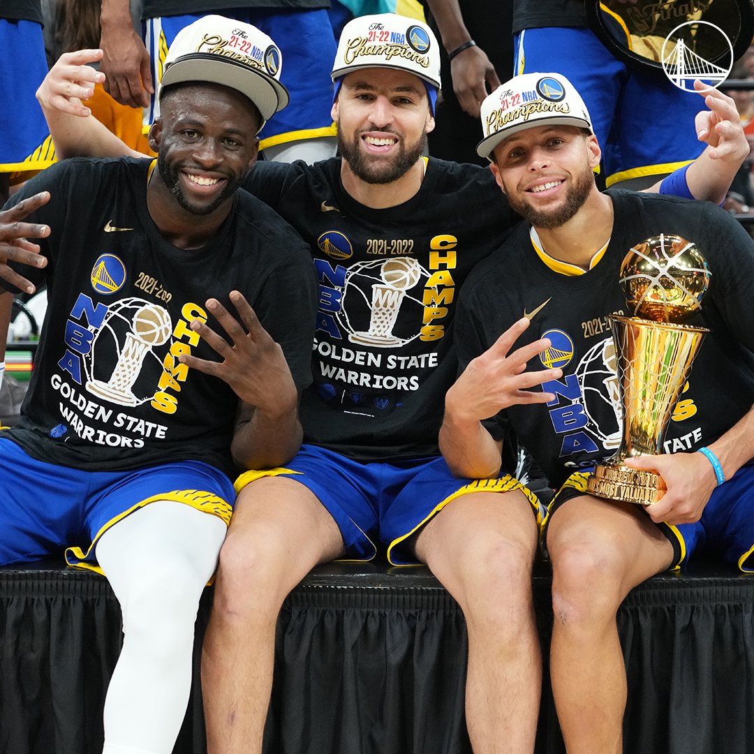 Golden State Warriors on X: "Draymond Green. Klay Thompson. Stephen Curry.  FOUR-TIME CHAMPS  https://t.co/7qWqc0We4b" / X