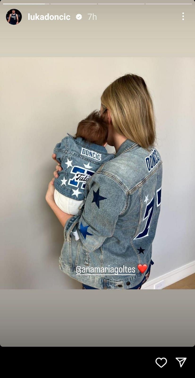 Luka Doncic's fiancée Anamaria Goltes and their daughter twin in Denim for  cute family tribute