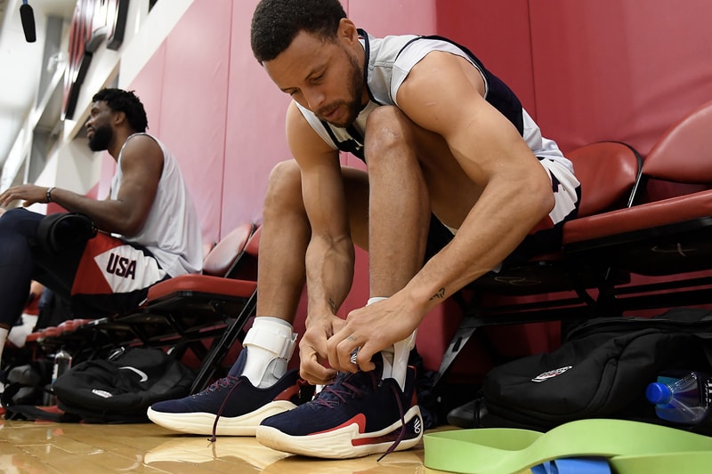 Steph Curry Previews First Look at the Under Armour Curry 12 team usa basketball practice paris olympics klay thompson golden state warriors lebron james kd kevin durant kevin booker nba 