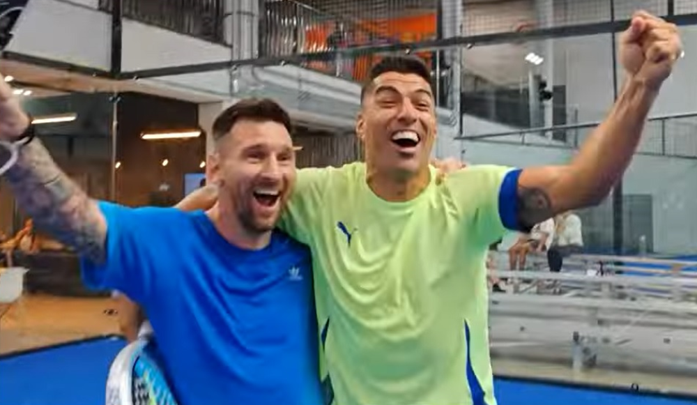 El video viral que muestra a Luis Suárez y a Lionel Messi ganando un  partido de pádel