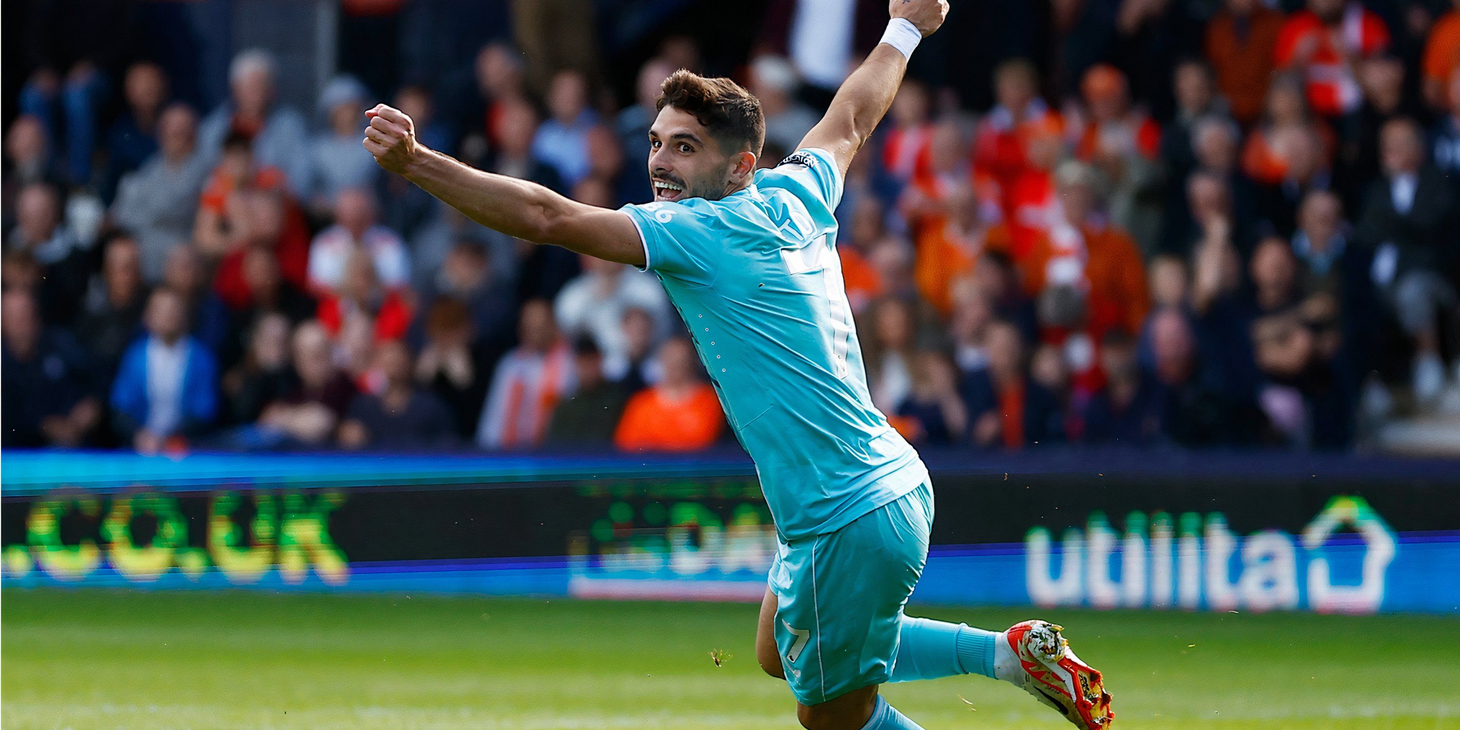 Pedro Neto celebrates for Wolves