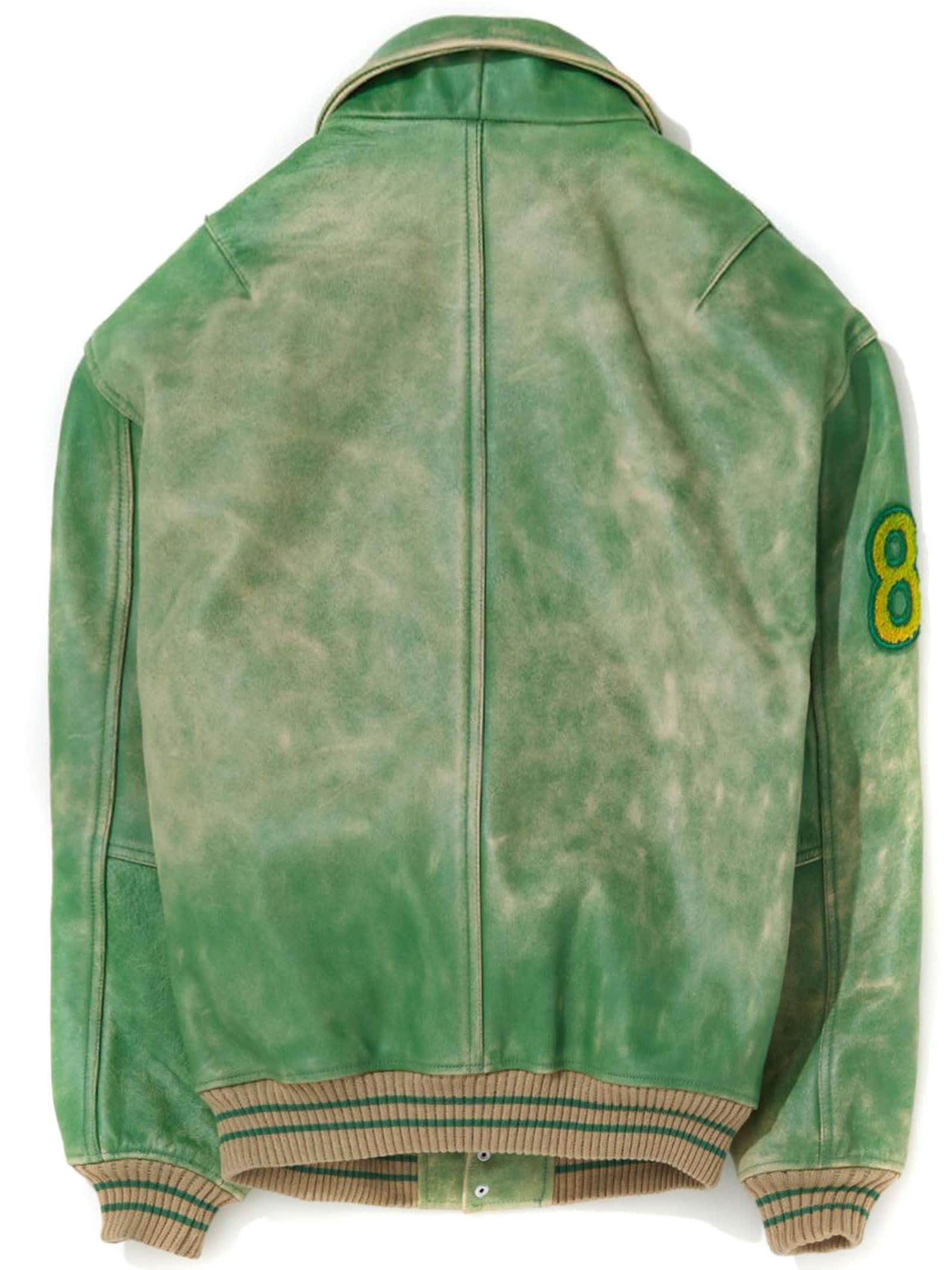 Guess Green Calf Leather Jacket for Men | Lyst