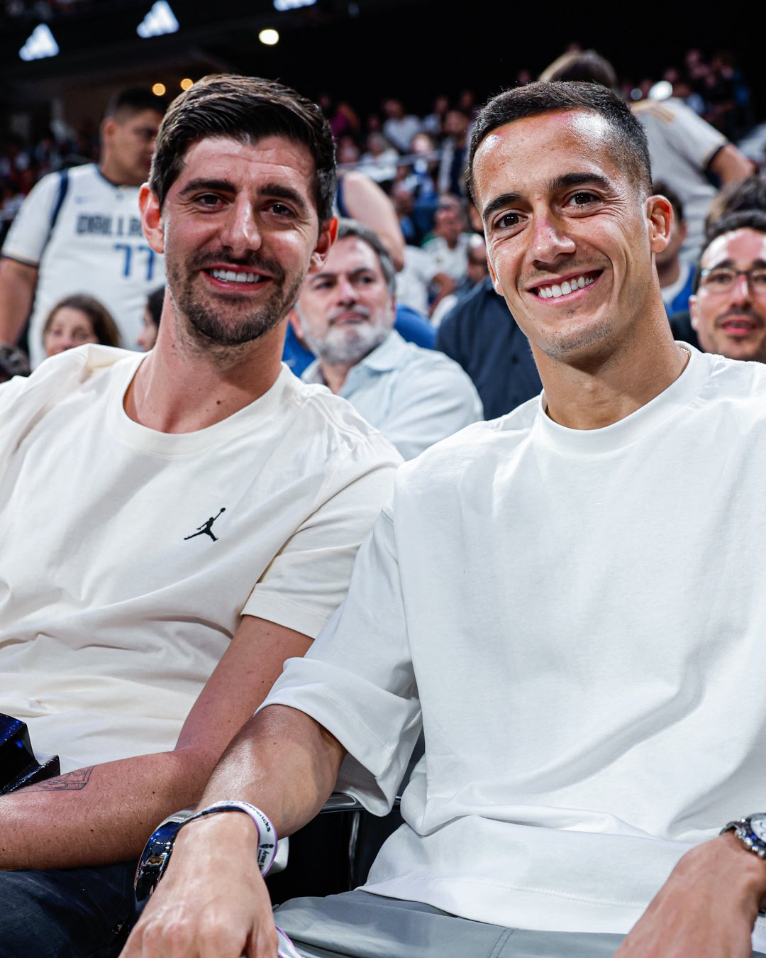 Toni Kroos, Lucas Vazquez, Thibaut Courtois, David Alaba, Dani Ceballos and Brahim Diaz were present at Wizink Arena to watch the basketball match of Real Madrid Basket