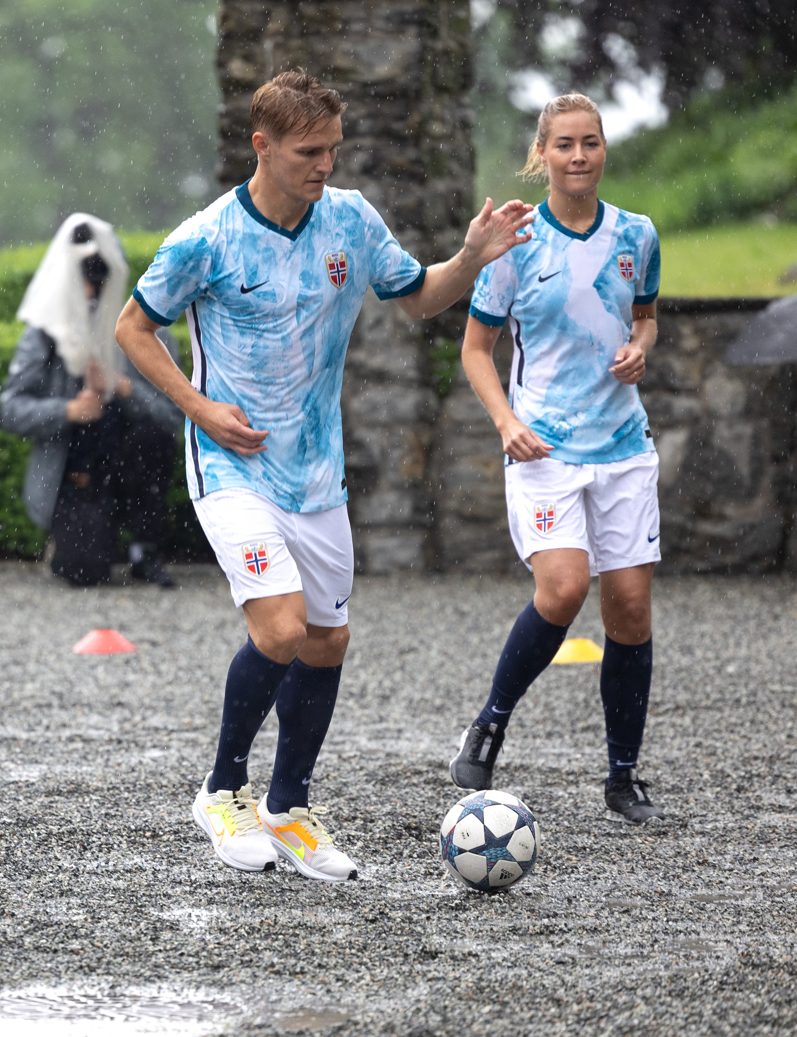 Martin Odegaard and Helene Spilling were on the same team for the match