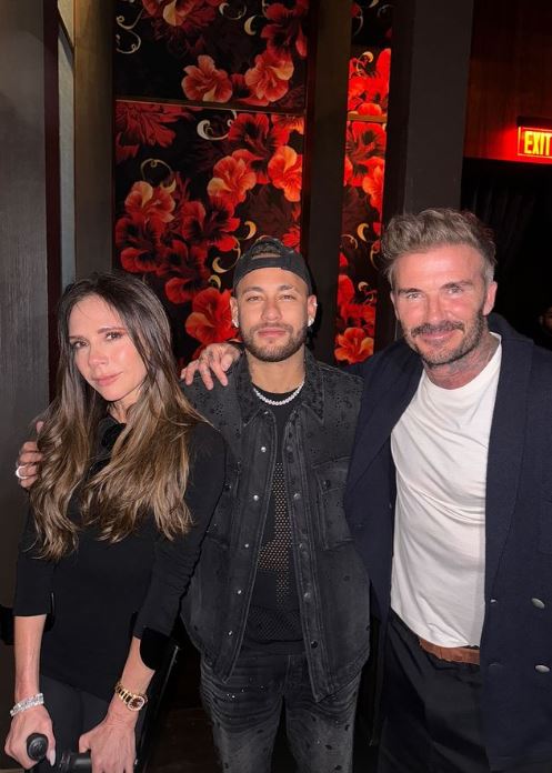 Neymar has been spotted hanging out with David and Victoria Beckham