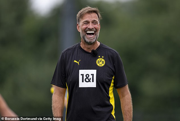 Jurgen Klopp has been pictured taking charge of a Borussia Dortmund training session