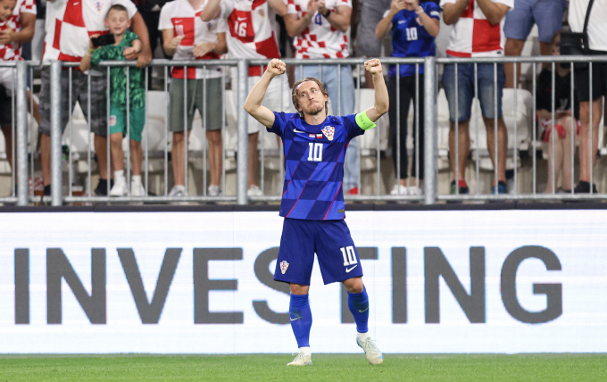 Luka Modric celebrates after scoring to help Croatia beat Poland 1-0 in the second round of Group A Nations League at Opus Stadium, Osijek on September 8. Photo: AFP